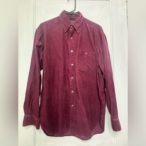 Nautica Men's Burgundy Courderoy Button Down Shirt